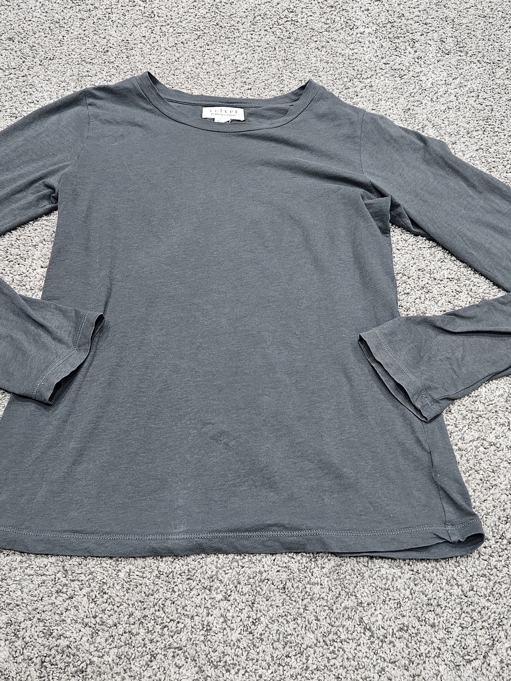 Velvet by Graham & Spencer Long-Sleeve Crewneck Top - Charcoal